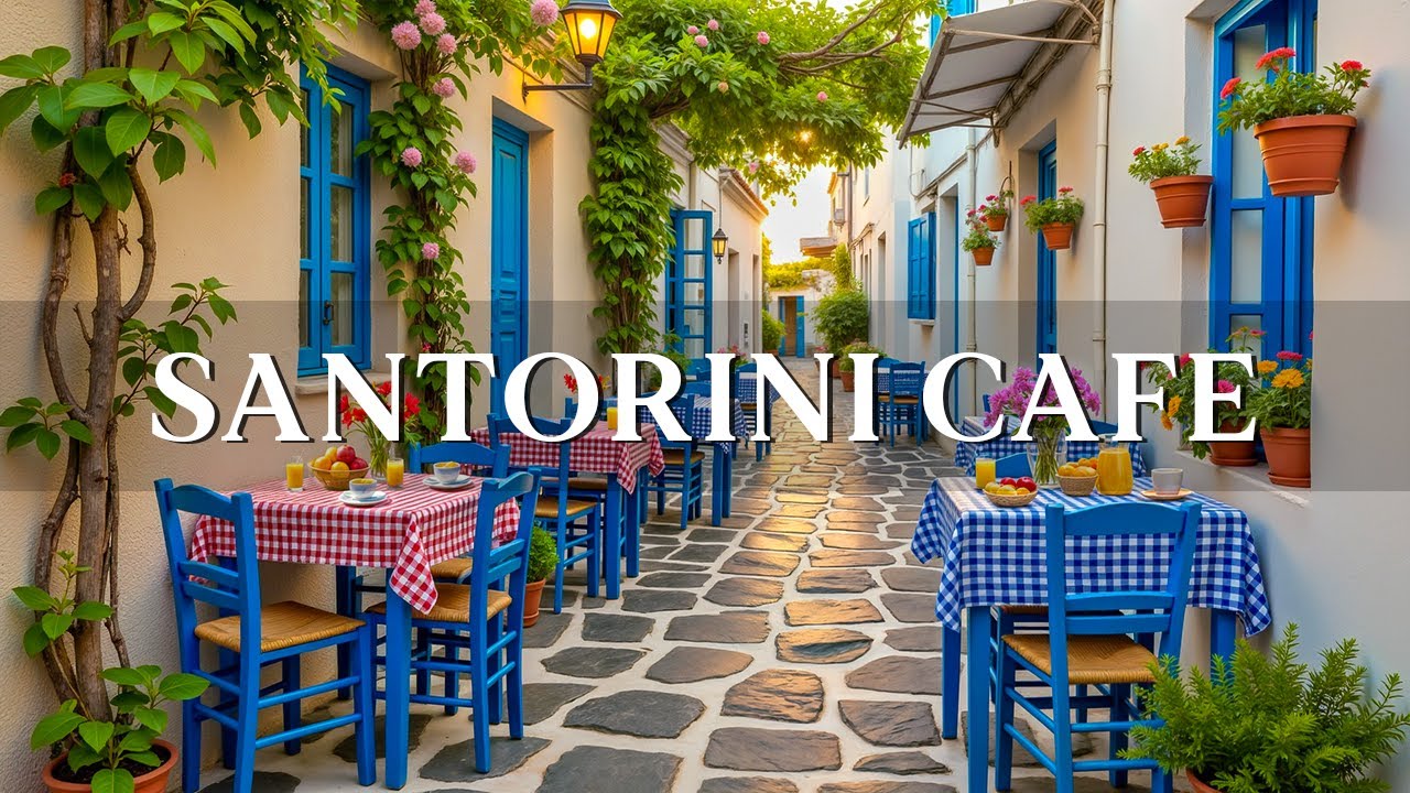 Outdoor Coffee Shop Ambience & Relaxing Jazz Music ☕ Soothing Bossa Nova Guitar for a Good Mood