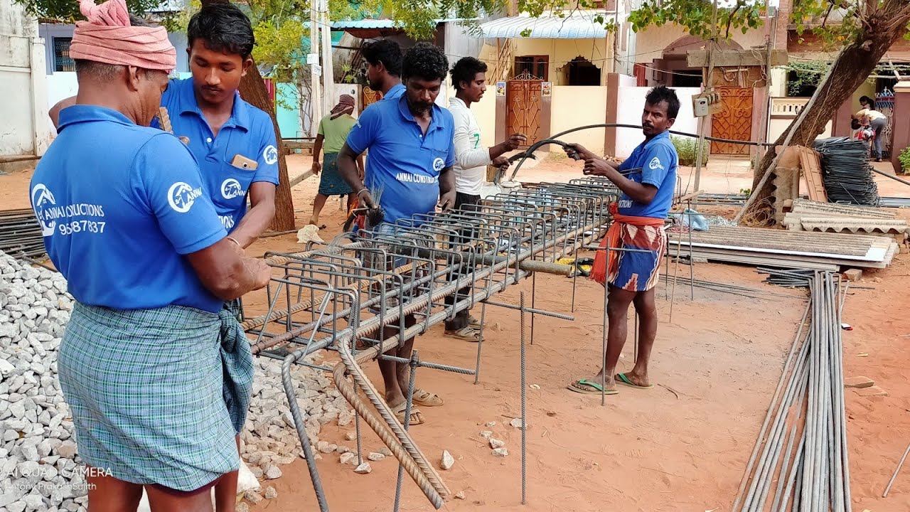 Footing and Column Reinforcement Work Column Using for Center Ring Method | Annai Constructions