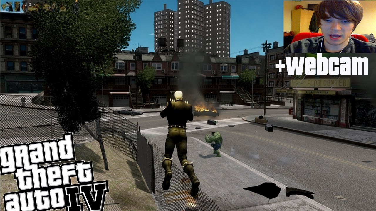 GTA IV Ghost Rider VS Incredible Hulk + Webcam