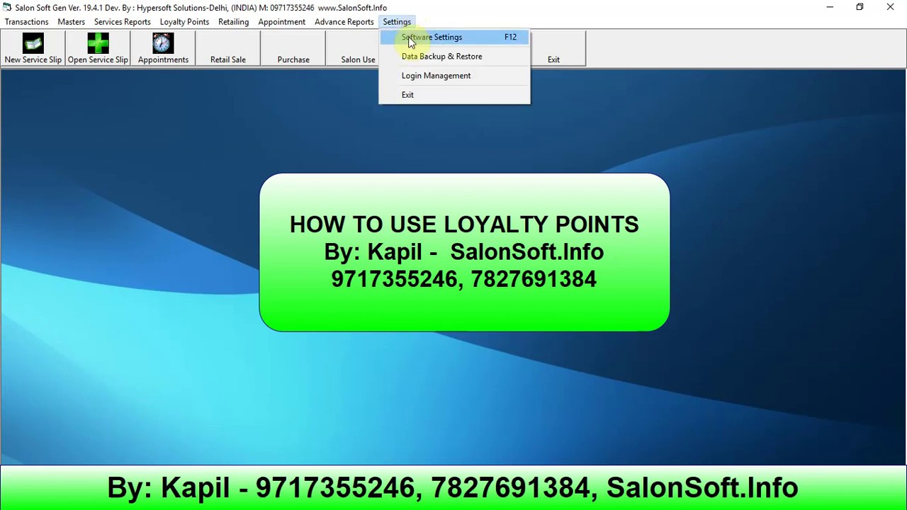 Salon  Billing Software :: How to use Loyalty Points