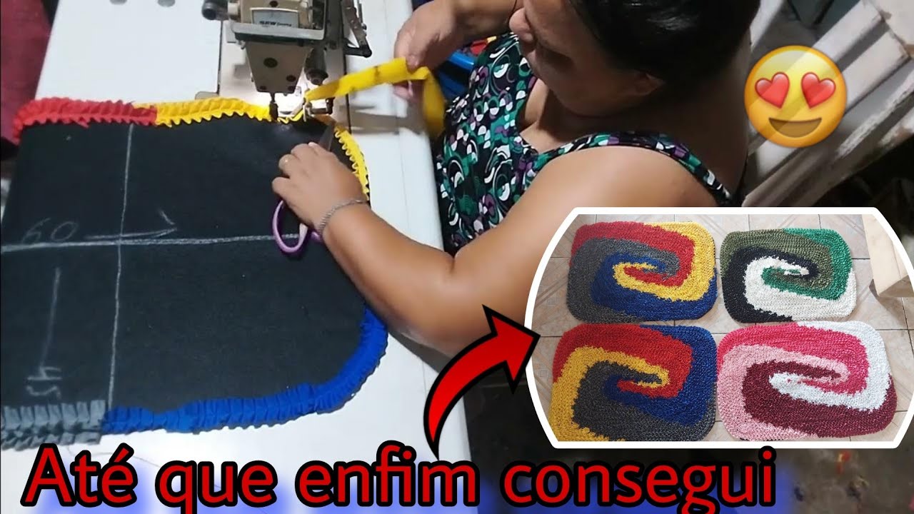TAPETE EM ESPIRAL FEITO NA MAQUINA DE FRUFRU(#NOVIDADE # REAPROVEITAMENTO #RETALHOS