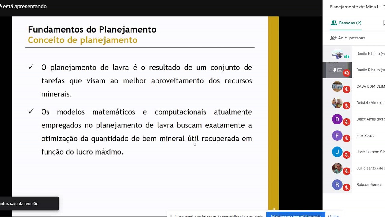 Planejamento de Mina 1 – Aula on-line 01