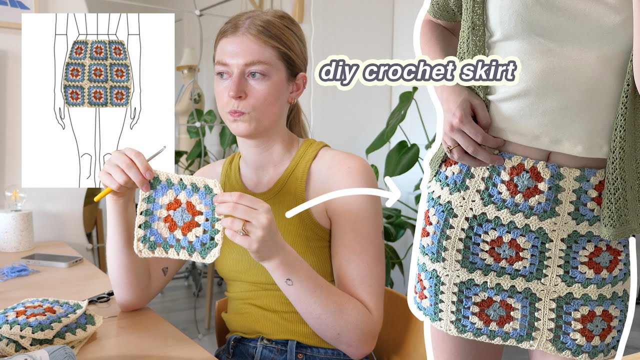DIY crochet granny square skirt (it was suppose to be a PILLOW..)