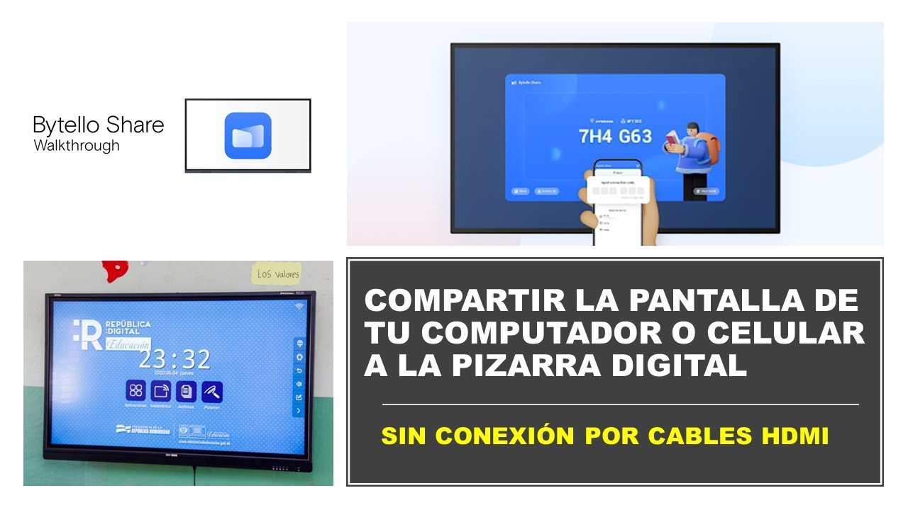 COMPARTIR LA PANTALLA DE TU COMPUTADOR O CELULAR EN LA PIZARRA DIGITAL SIN CABLE HDMI | BYTELLOSHARE