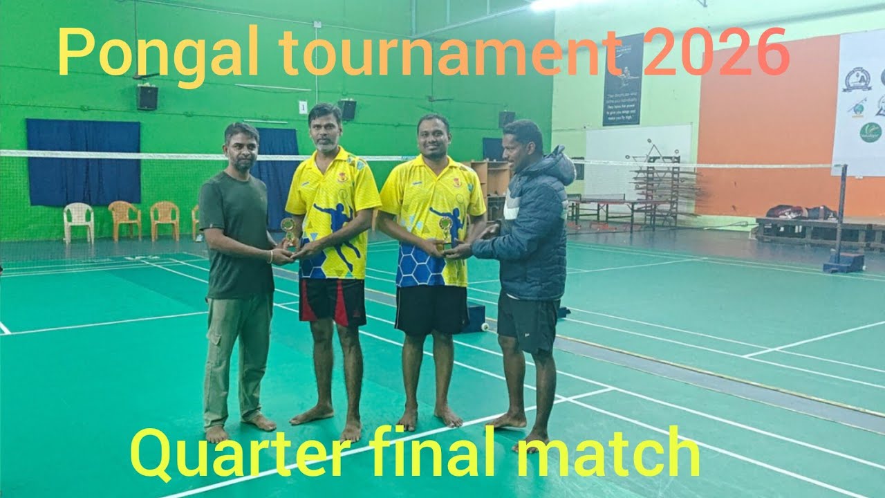 Pongal tournament 2026 Men's doubles badminton 🏸 Quarter final match at Thiruvarur @FOCUSBADMINTON 