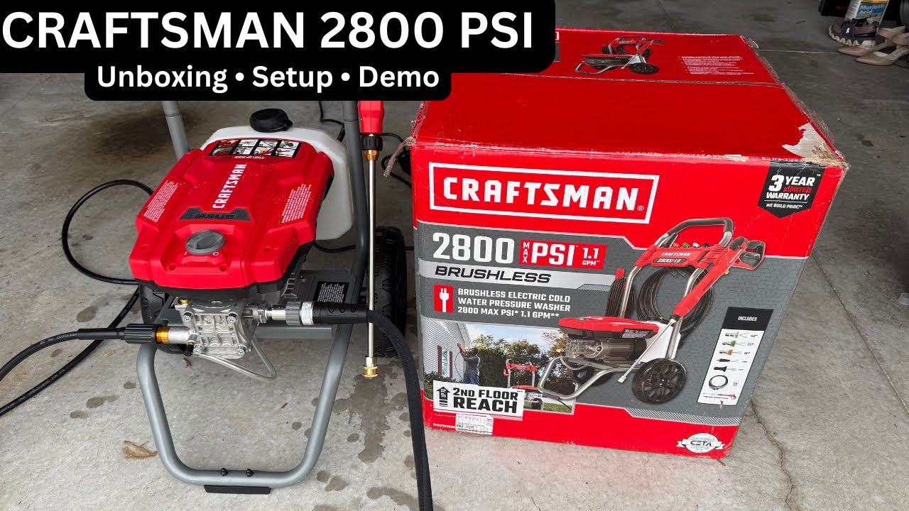 CRAFTSMAN 2800 PSI Electric Pressure Washer Unboxing, Setup, and Test (CMEPW2800)