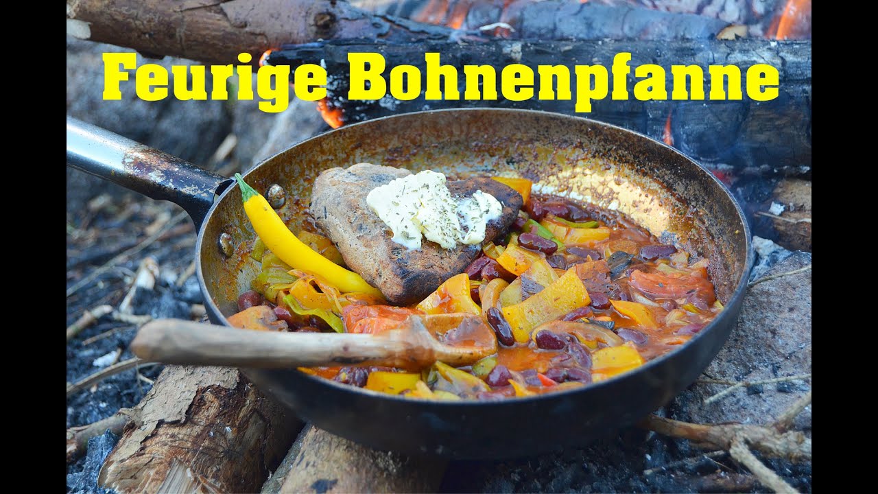 Feurige Bohnenpfanne mit selbstgebackenem Fladenbrot (Grundrezept mit Kochanleitung)| Wanderfalke