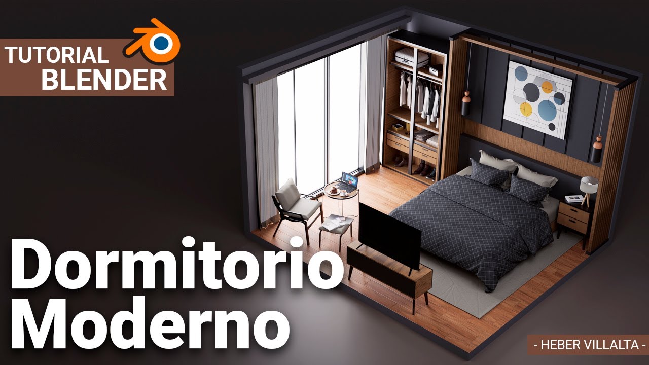 Tutorial Dormitorio Moderno en Blender 4.0 - Heber Villalta