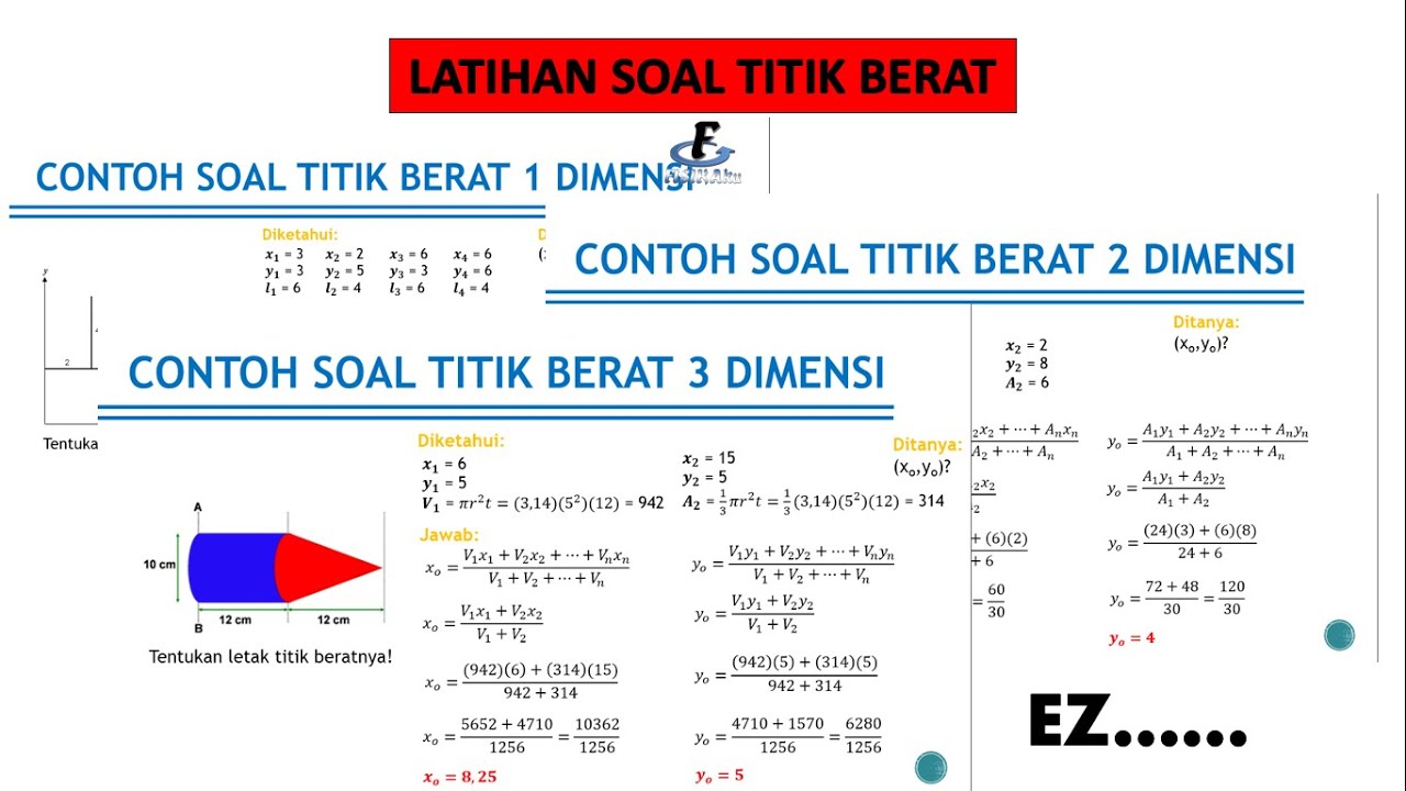 LATIHAN SOAL TITIK BERAT 1, 2, DAN 3 DIMENSI | KESETIMBANGAN BENDA TEGAR DAN DINAMIKA ROTASI #3