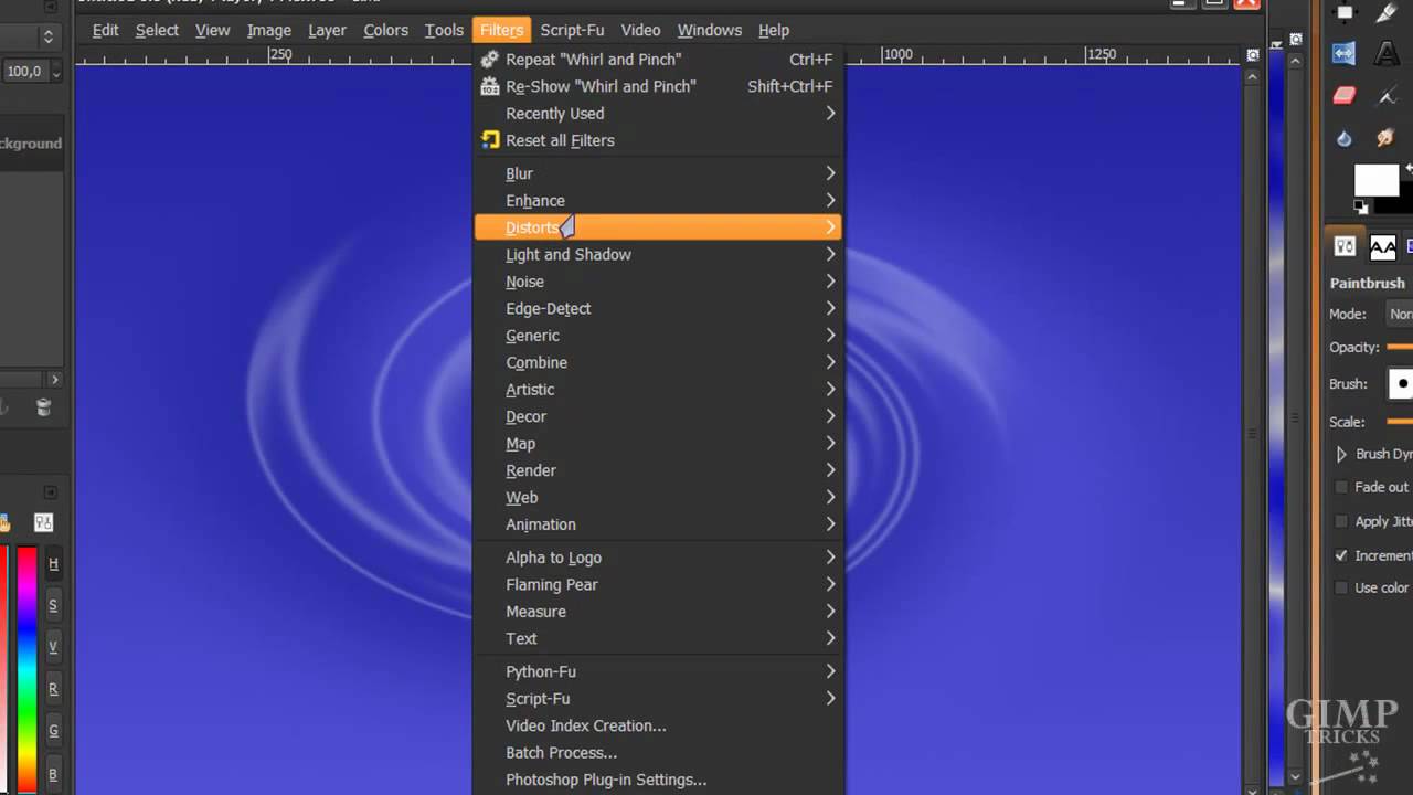 Electrifying swirly water / Water drop wallpaper in GIMP - GIMP tutorial
