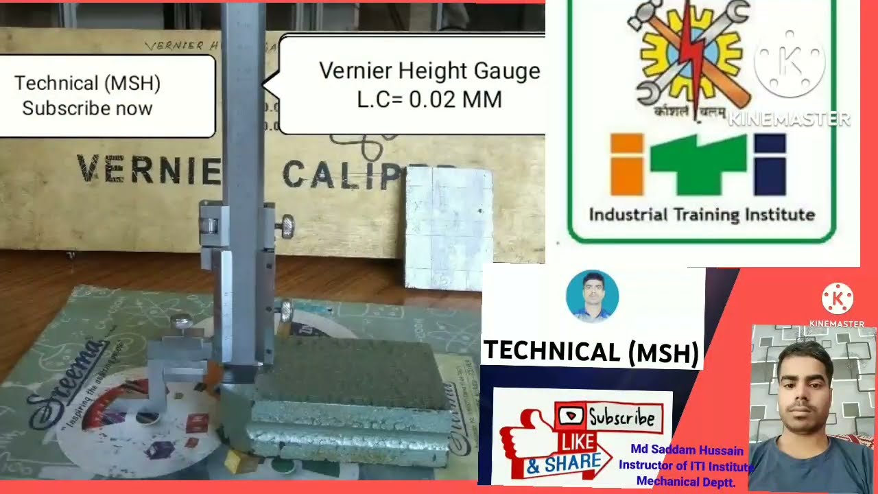 Vernier Height Gauge- Info,Parts,use (Precision Instruments-0.02 mm)Mech Engg./ITI All Engg.PART-01