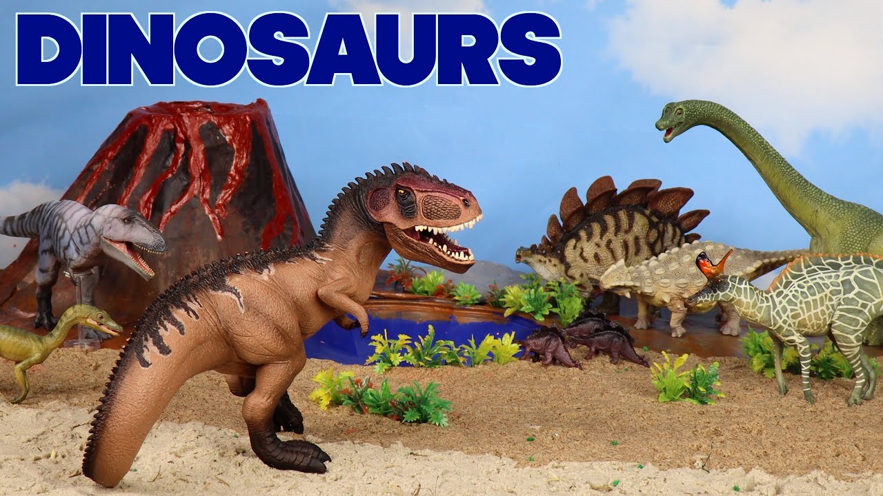 Meet the Dinosaurs! | Epic Dino Diorama with an Erupting Volcano!