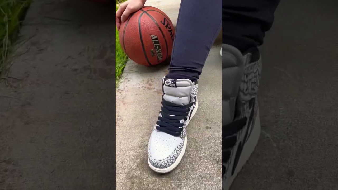 Women’s Size Jordan 1 High OG White Cement On Feet 
