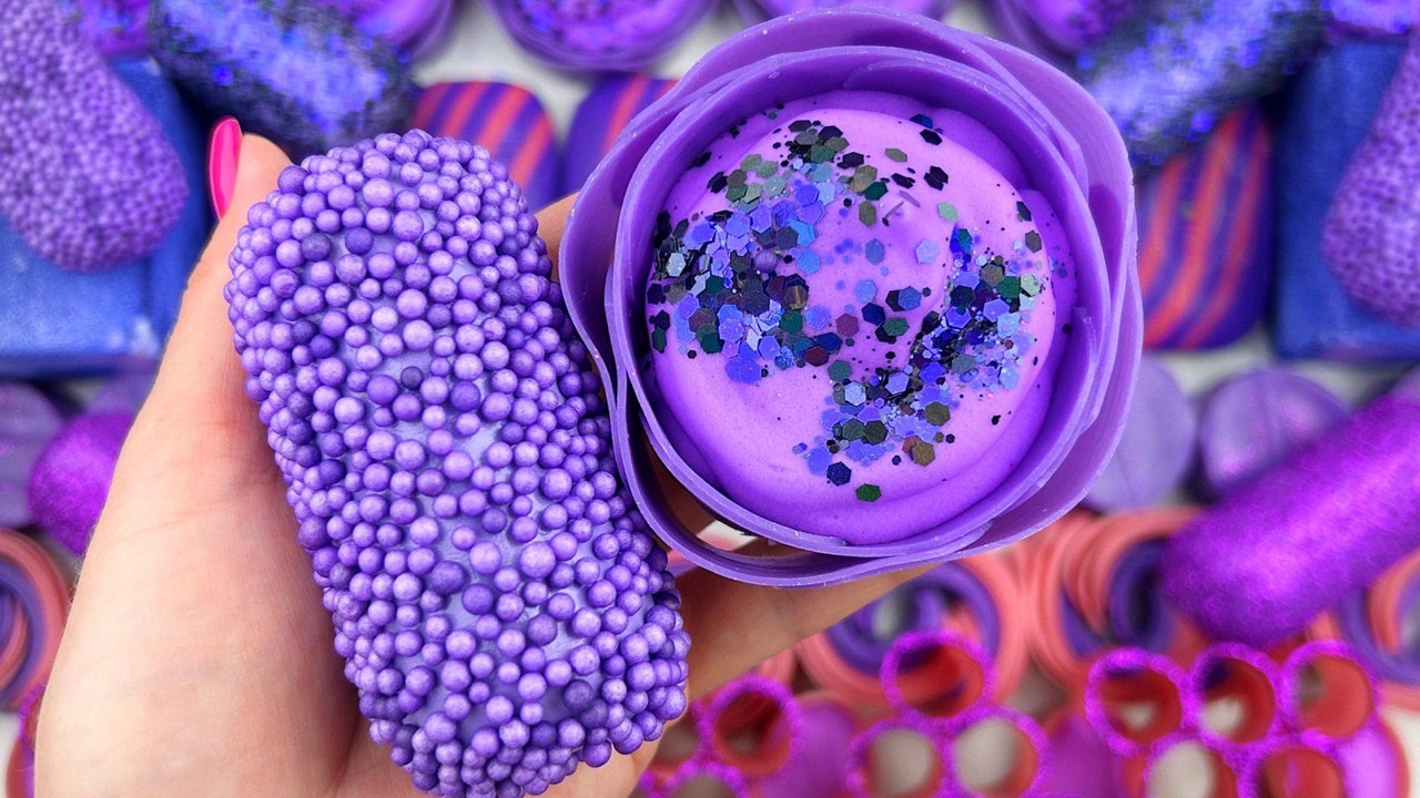 [ASMR] Sleep-Inducing Glitter Soap Carving & Soft Starch Foam Pressing | Relaxing Brain Massage