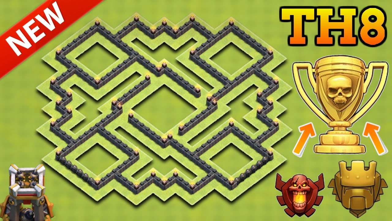 CLASH OF CLANS | NEW BEST TH8 TROPHY BASE WITH BOMB TOWER | TOWN HALL 8 TROPHY BASE!