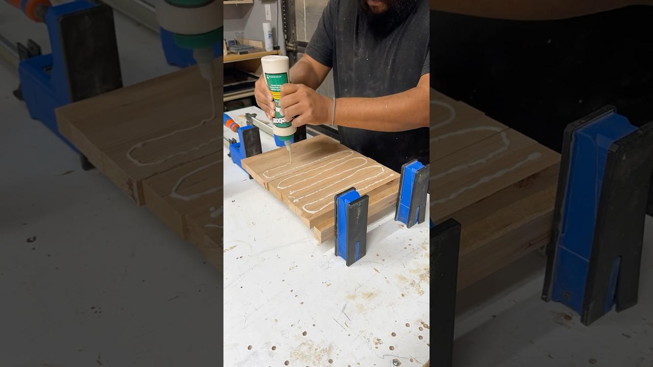 Using titebond 3 to glue up a cherry blank. #diywoodworking #diy #woodturning #wood