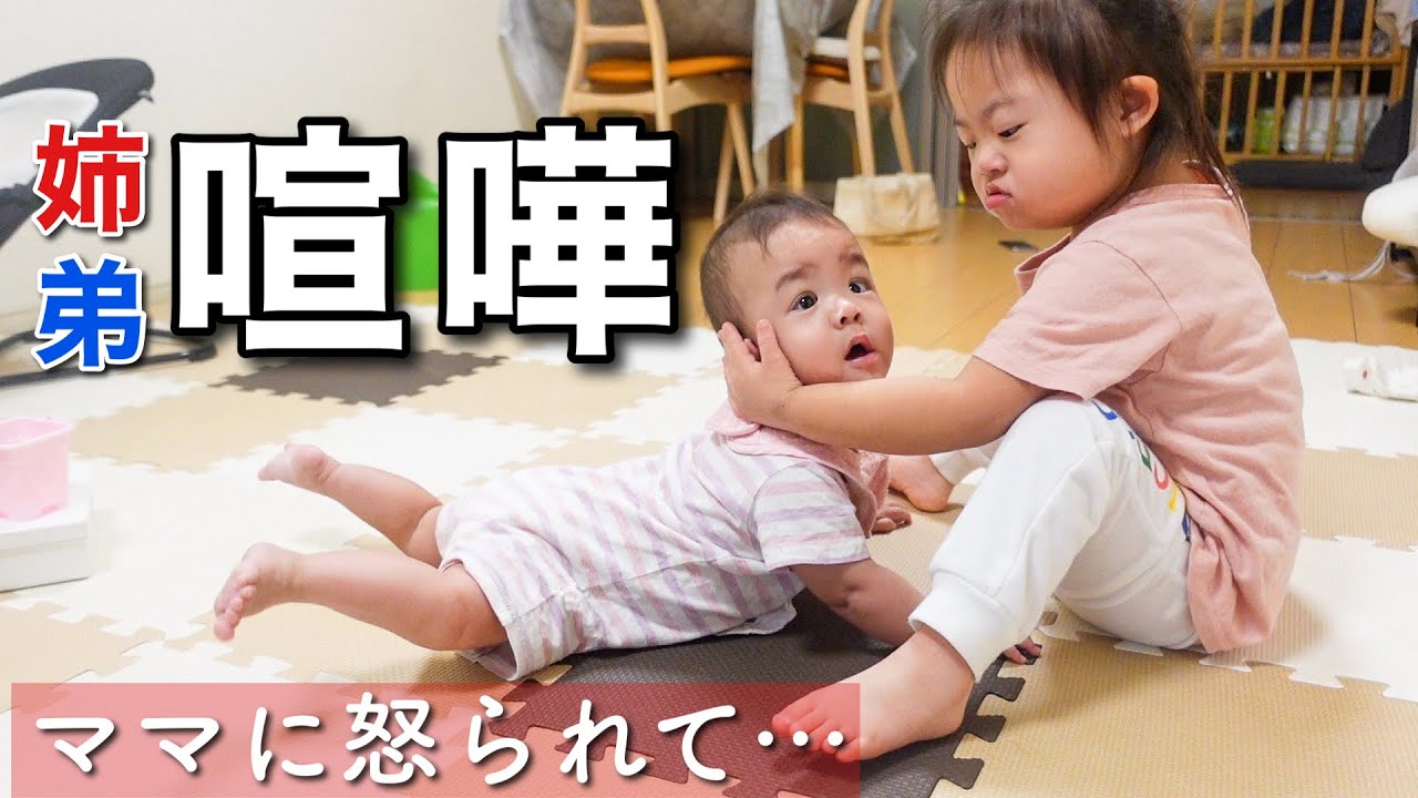 【バトル勃発!?】やりすぎ…1歳弟とダウン症4歳姉の距離感が難しい