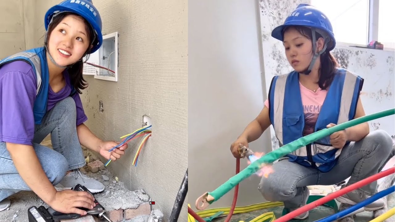 Skilled Female Electrician Xiatian in Action