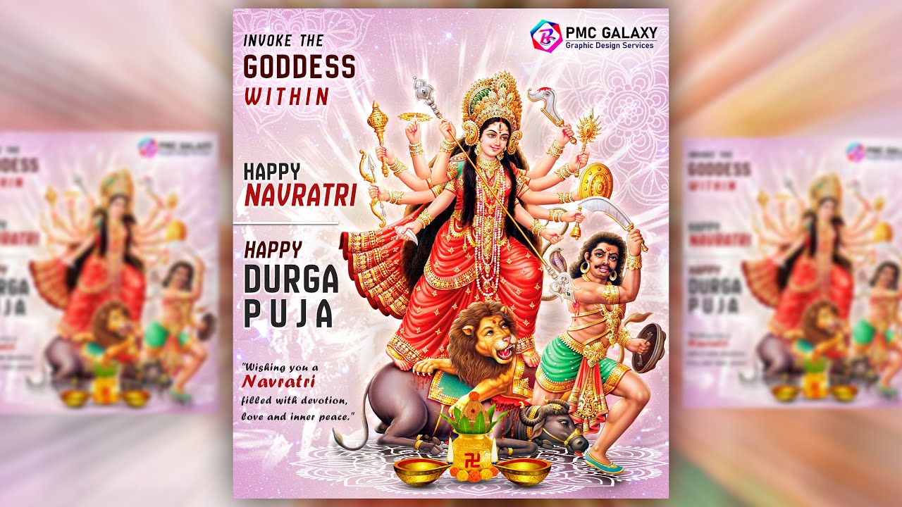 Navratri Poster Design | Navratri Social Media Poster Design | Durga Puja Poster Design | Photoshop