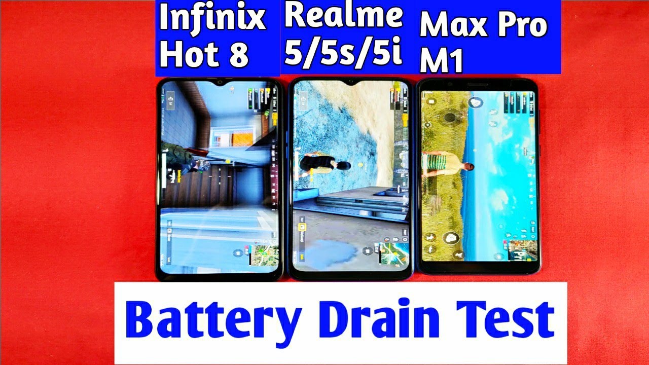 Infinix Hot 8 Vs Realme 5/5s/5i Vs Asus Zenfone Max Pro M1 Battery Drain Test