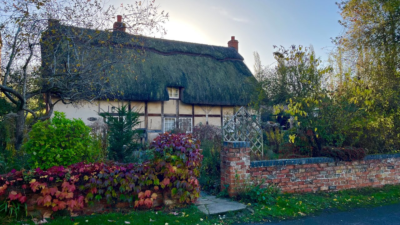 Autumn English Countryside Walk and Cafe Visit for Breakfast