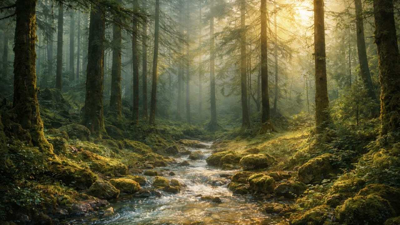 Peaceful Forest Stream 🌿 | 4 Hour Nature Ambience for Relaxation, Sleep & Study