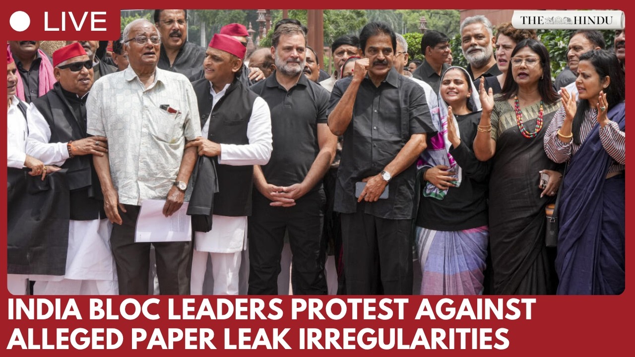 Opposition leaders stage black-clad protest at Parliament during Monsoon Session