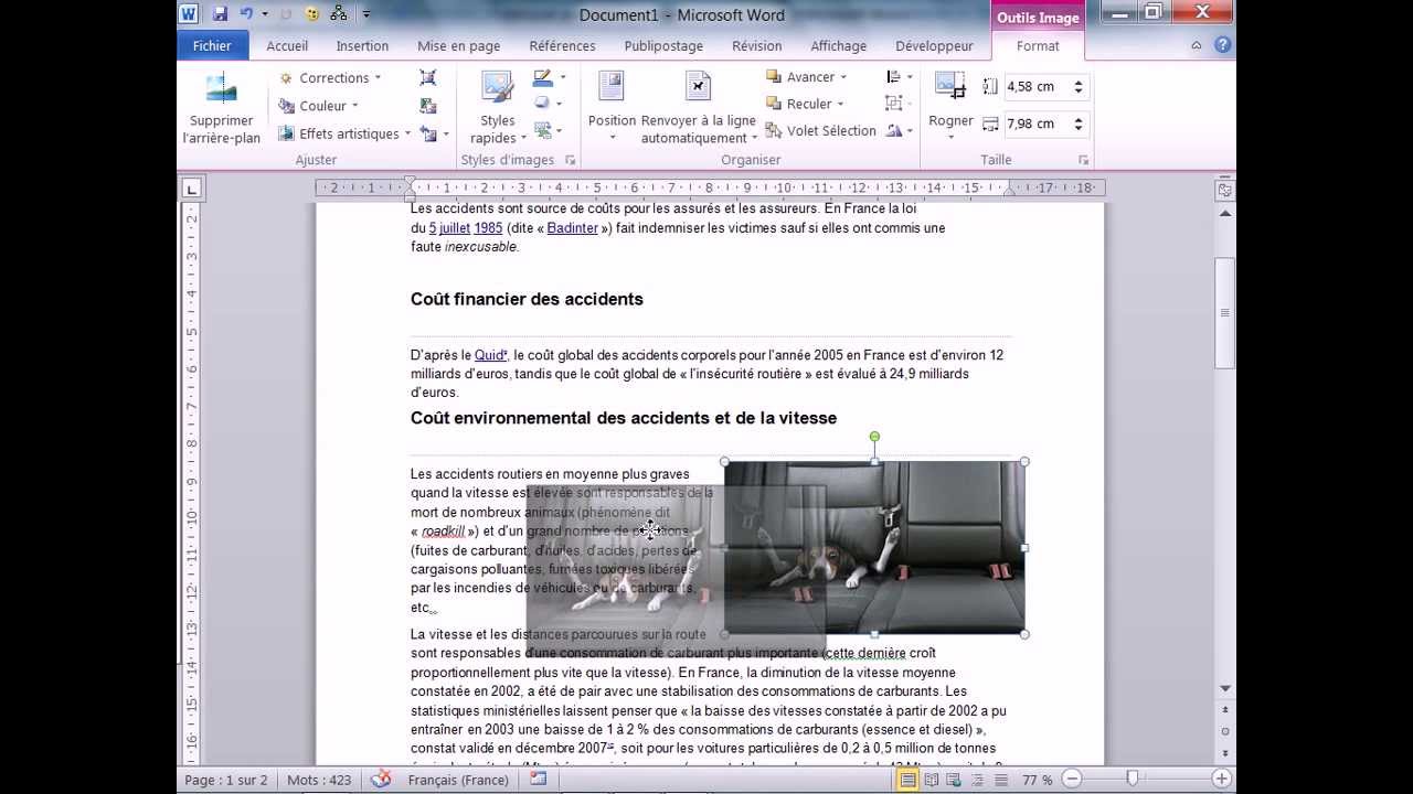 word 2010 inserer une image dans un document Word