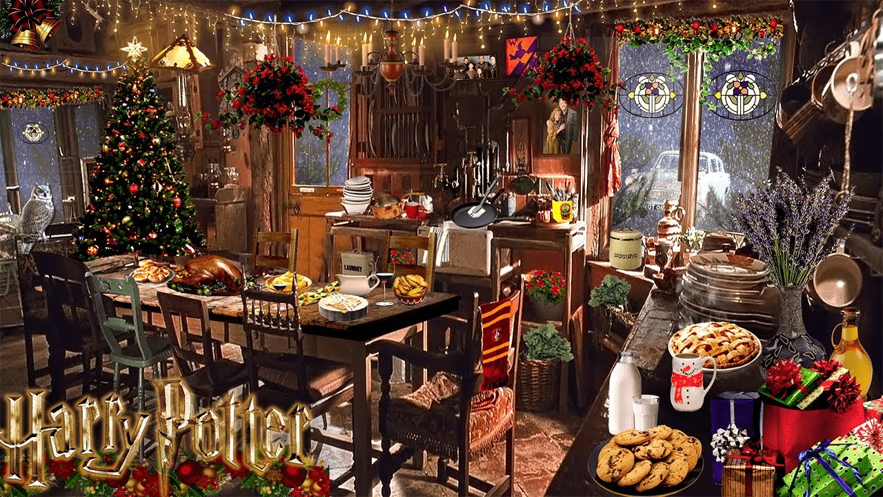 CHRISTMAS AT THE BURROW🎄[5 ROOMS]⚡️Harry Potter Inspired Ambience KITCHEN🍳FIREPLACE🔥FIREWORKS 🎆