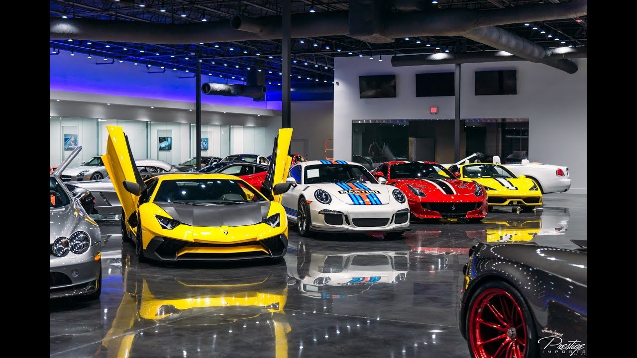 Most Expensive Supercar Showroom World's Best Exotic cars Drive by at Prestige Imports Miami
