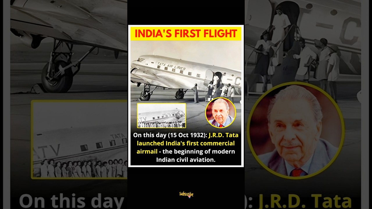 India's First Flight | J.R.D. Tata & Tata Air Lines #facts #india