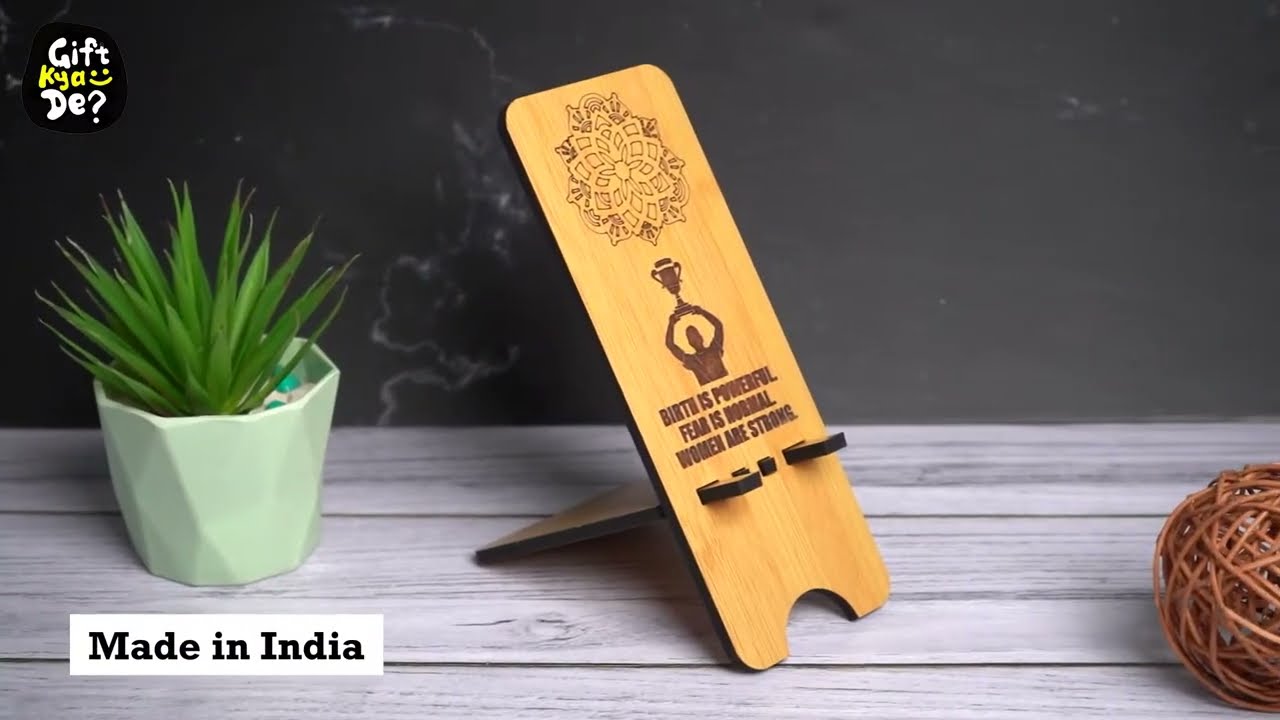 Gift Kya De Wooden Mobile Stand Holder for Table Supports Both Cell Phone / Tablet