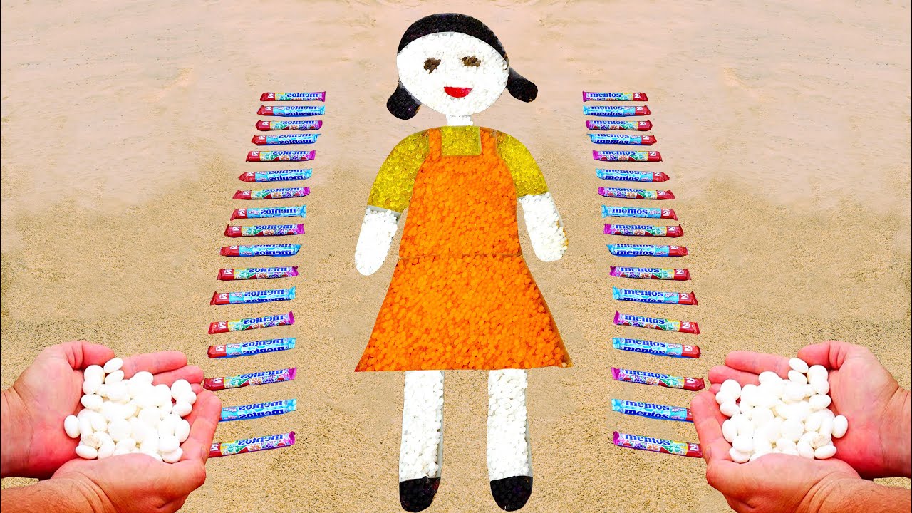 EXPERIMENT : How to make Colorful SQUID GAME from Big Coca Cola VS MENTOS & Popular Sodas