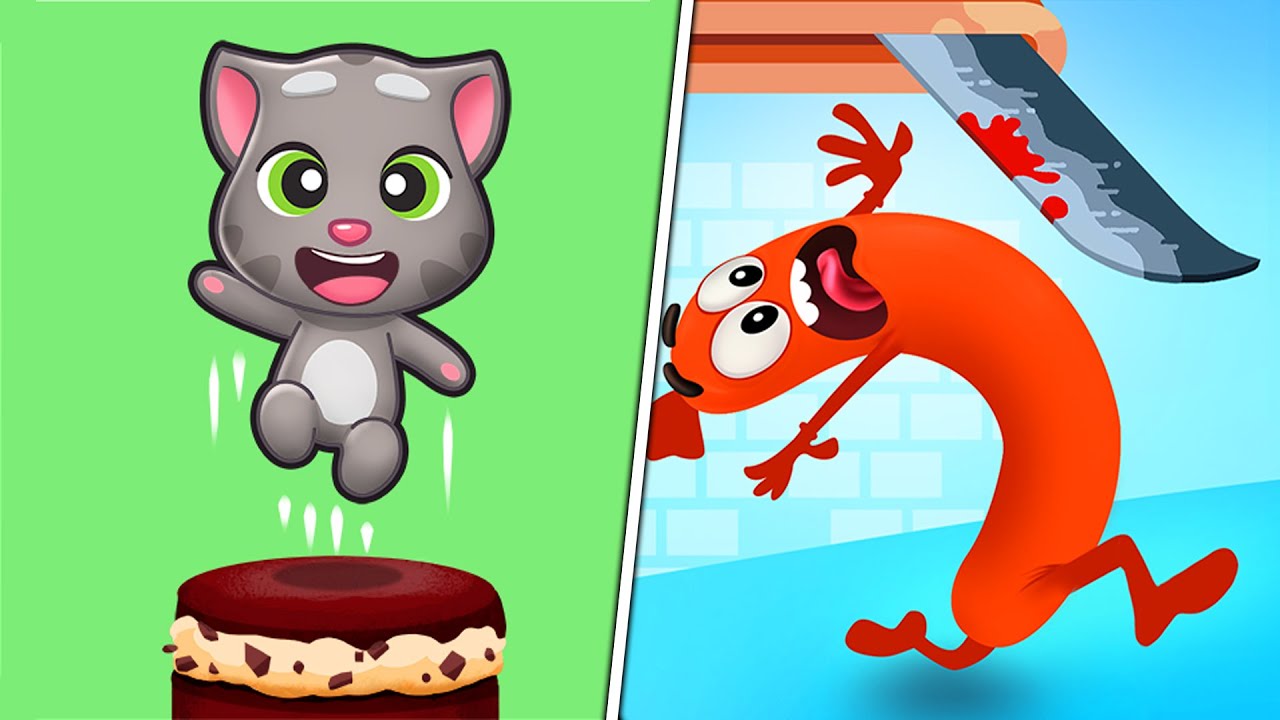 Talking Tom Cake Jump VS Run Sausage Run! | All Level Gameplay NEW UPDATE ( IOS/Android )