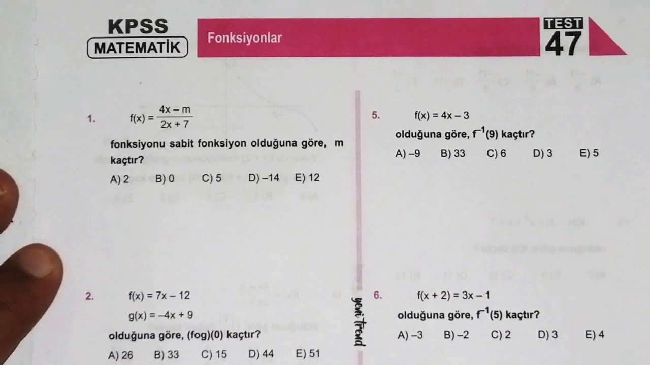 Fonksiyon Pratik Soru Çözümü TYT KPSS DGS ALES