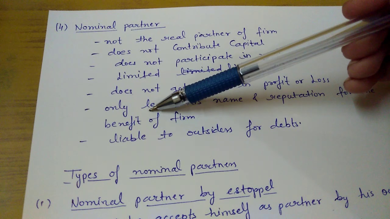 Types of partners (class 11 business studies)