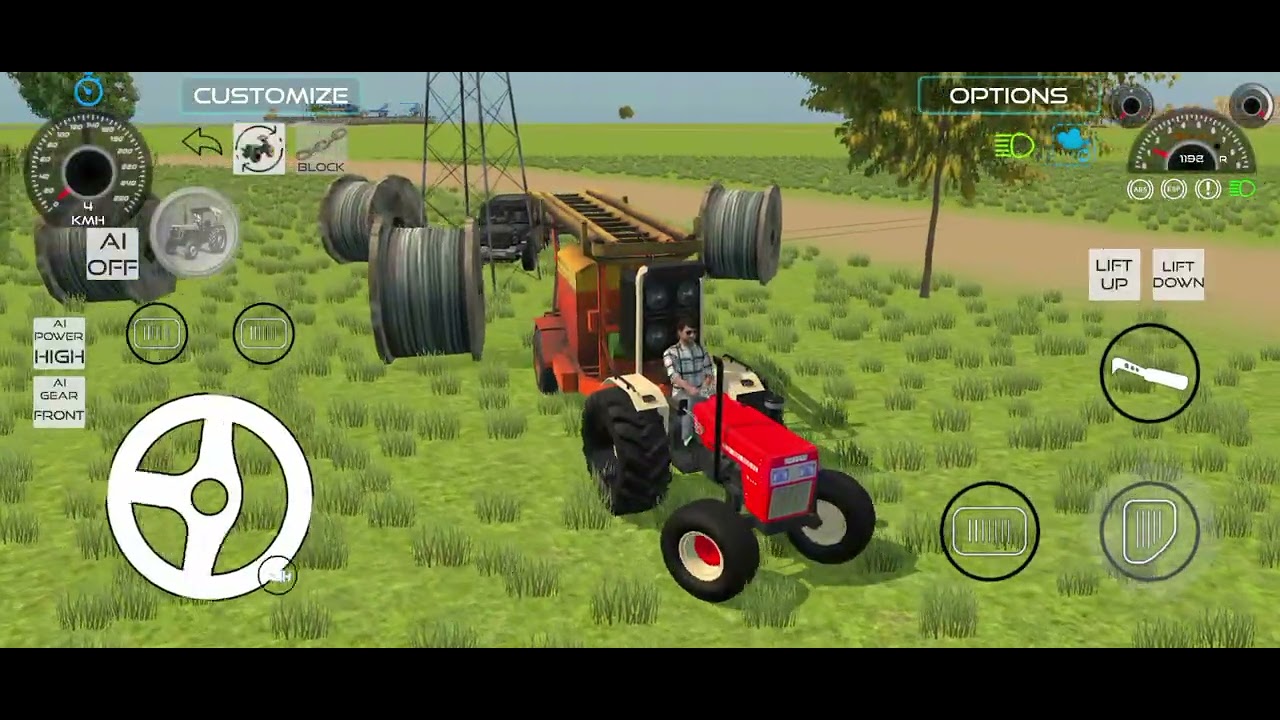 Swaraj Tractor boring machine Tower Farming work 3D gaming 🙏❤️👍