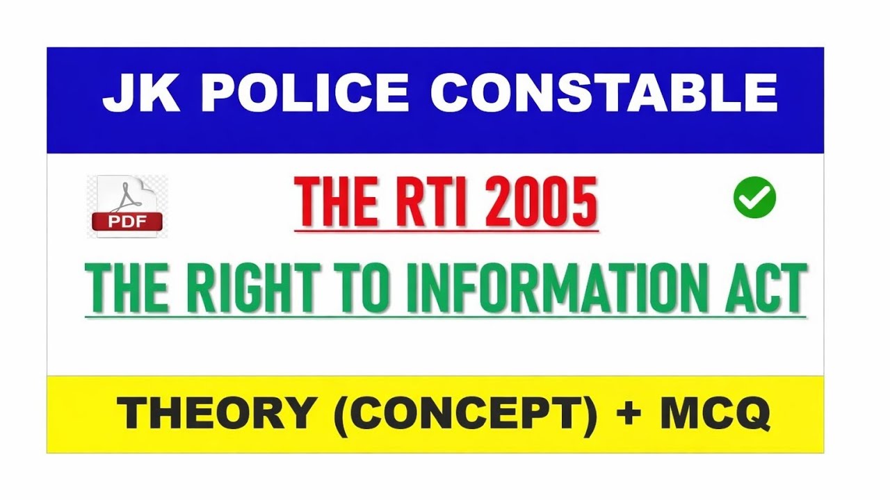 Лекция: 9 || Закон о праве на информацию 2005 года (RTI ACT 2005) для полицейских констеблей Джам...