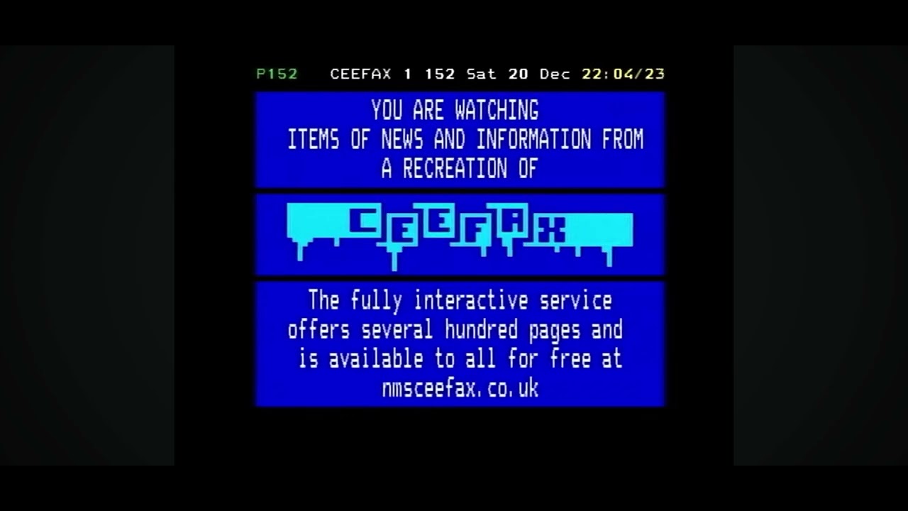 Pages from Ceefax - Christmas 2025 Startup 20/12/2025