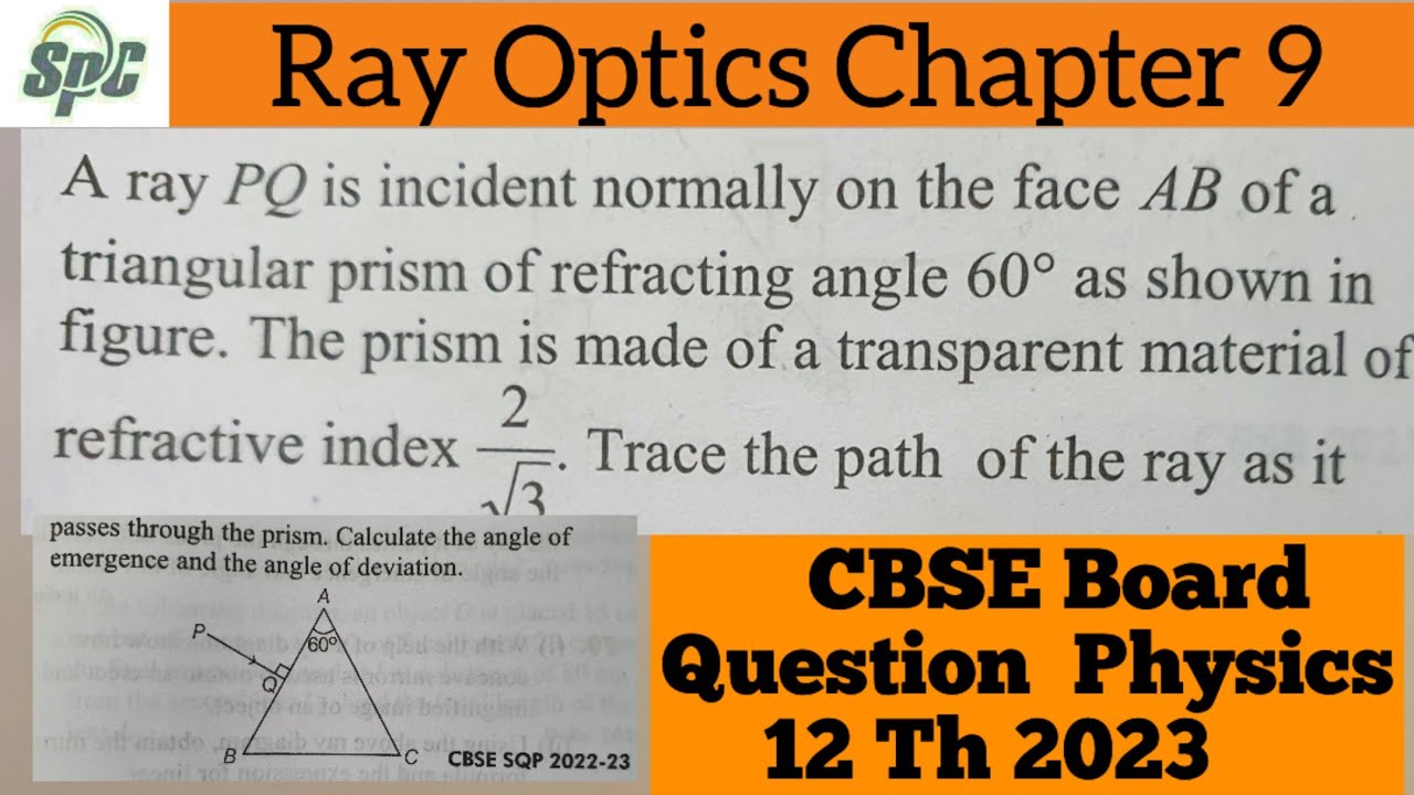 A ray PQ is incident normally on the face AB of a triangular prism of retracting angle 60° as shown