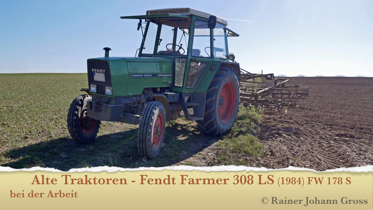 Alte Traktoren - Fendt Farmer 308 LS (1984) FW 178 S bei der Arbeit (Hinterrad-Antrieb)