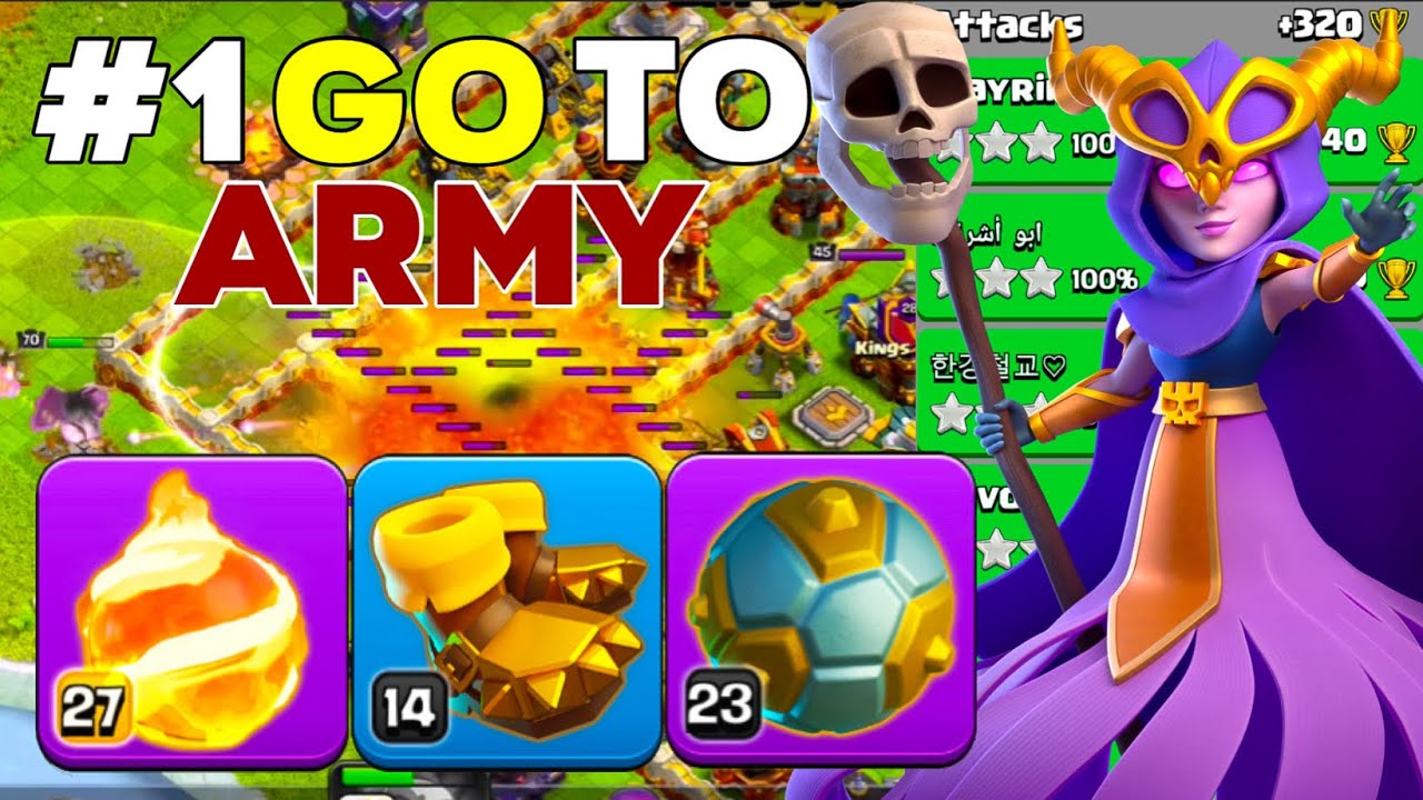 Unstoppable Army! TH16 Warden Fireball Super Witch Druid Wrecks Legend League Attack!