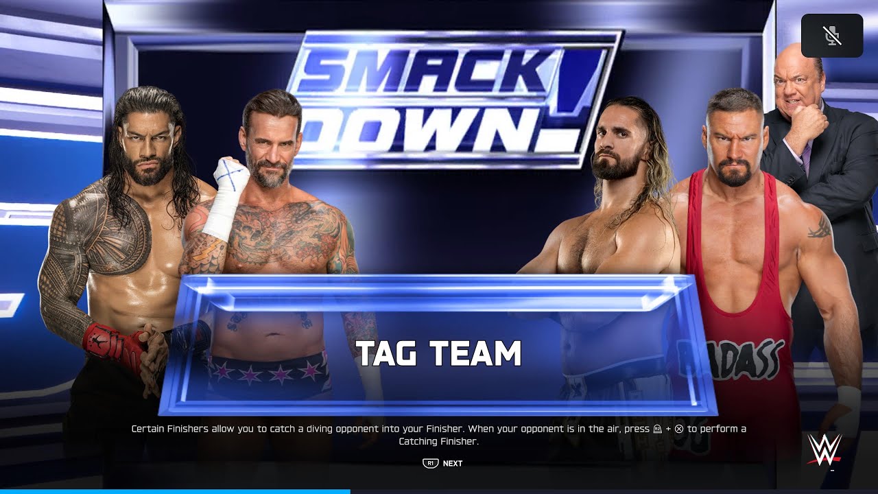 ROMAN REIGNS AND CM PUNK VS SETH ROLLINS AND BRON BREAKER