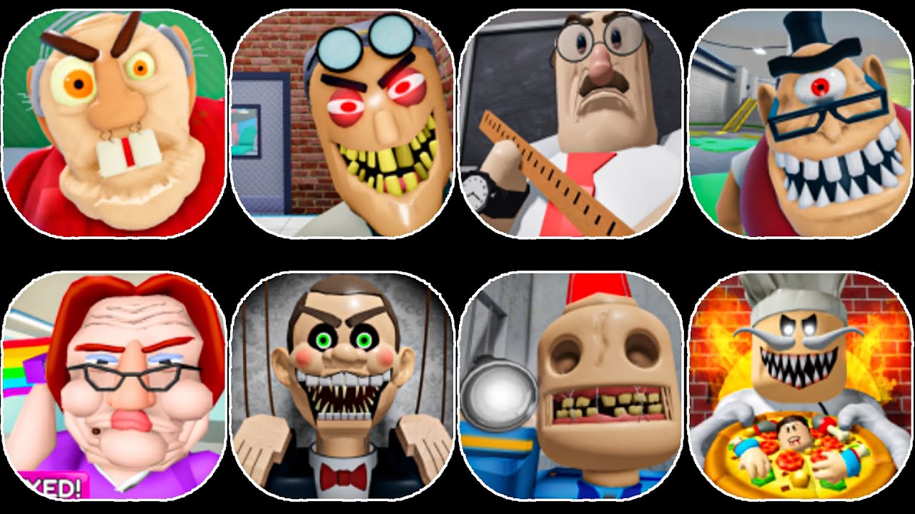 ROBLOX.MR PUMPKIN’S PRISON.MISS ANI-TRON SCHOOL.MR FUNNY’S FACTORY.EVIL BABY DAYCARE.HAUNTED CIRCUS!