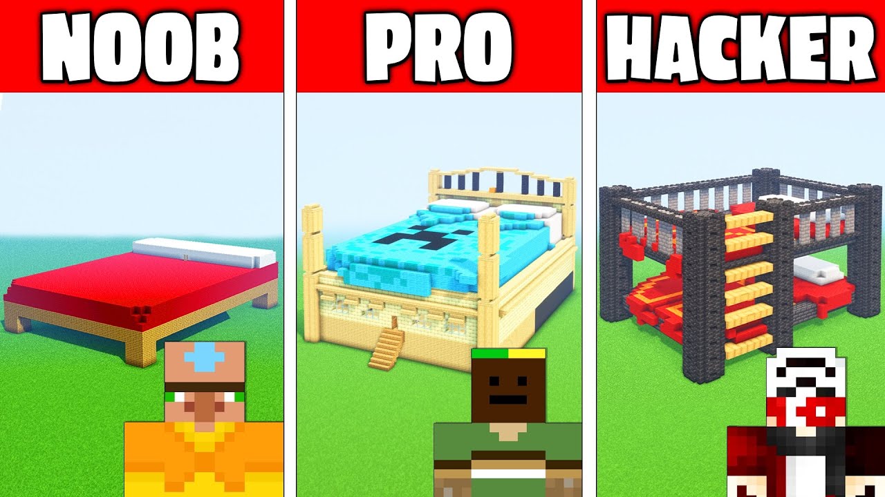 NOOB vs PRO vs HACKER: DEVASA YATAK YAPI KAPIŞMASI ! - Minecraft