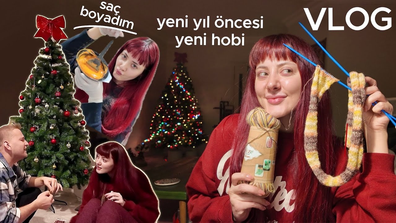 yılbaşı ağacı süsledik, örgüye başladım🎄🧶vlog
