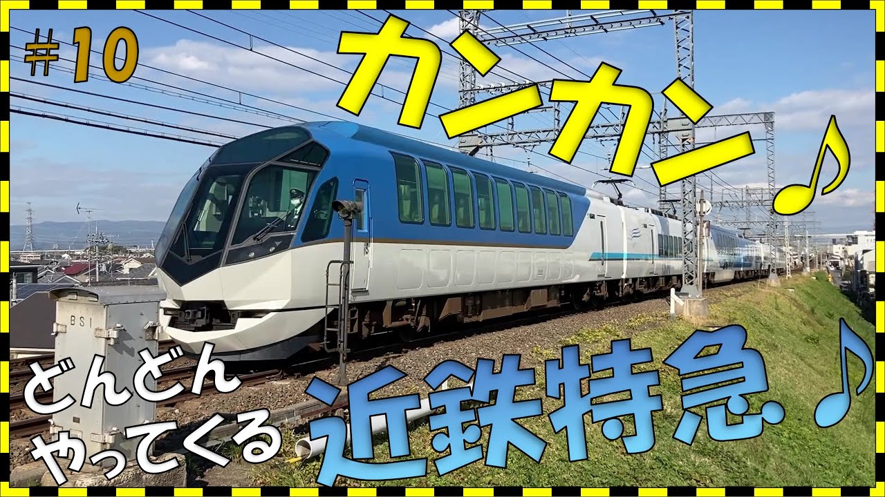 【踏切】次々やってくる近鉄特急♪しまかぜ・ビスタカー・伊勢志摩ライナー♪電車　でんしゃ ふみきり♪10♪Railroad crossing train, railway level crossover