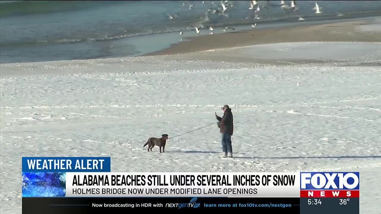 Alabama beaches still under several inches of snow