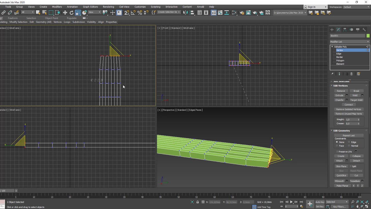 Моделирование вилки через Editable Poly в 3dsMax