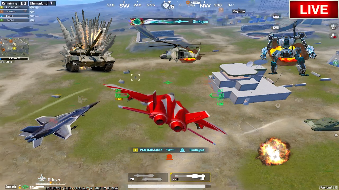 DESTROYED 🔥 THE TANK, HELICOPTER, JET WITH M202 😱 PAYLOAD MODE | BGMI PUBG || LIVE STREAM